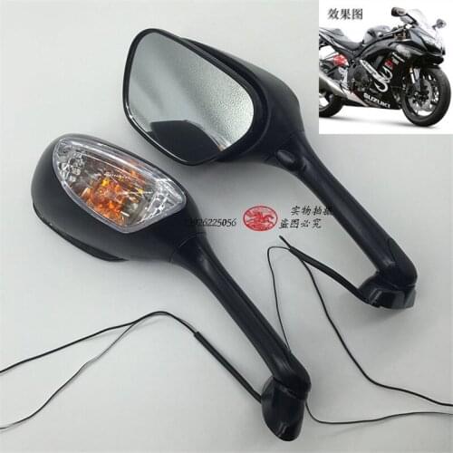Black motorcycle rearview mirrors scooter backup mirror turn signal light backup mirrors motorcycle parts for Suzuki 2005-2008