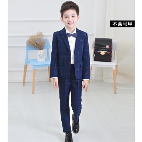 2019 England Style Children weed Suit Boys party Suits Flower Girl Dresses Blazer Boys Formal Suit Boys Suits For Weddings 4pcs