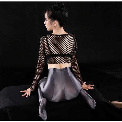 Oil Gloosy Candy Color See Through Leggings Smooth Yoga Pants Full Elastic Dance Wear High Waist Sexy Women Shiny Pencil Pant