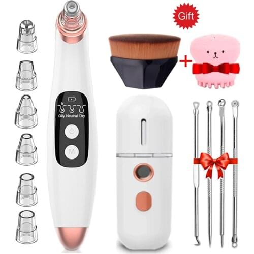 Facial Blackhead Remover Electric Pore Cleaner Blackhead Black Point Vacuum Cleaner Tool +Nano Sprayer Steamer skin care tool