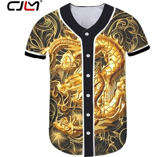 CJLM Women/men Short-sleeved Cardigan Unisex 3D Printed Golden Dragon Hiphop Big Size Clothing Short Shirt Men Trendy Top