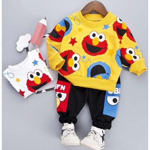 Cartoon Toddler Infant Baby Boy Girls Clothes Sets T-shirt+Pants Cartoon Long Sleeves Outfits Sets Toddler Boys Clothes