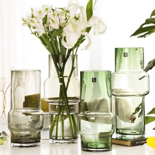 Creative Special-Shaped Glass Vase Home Decoration Rich Bamboo Lily Flowers Bottle Vase Living Room Dinner Table Ornament