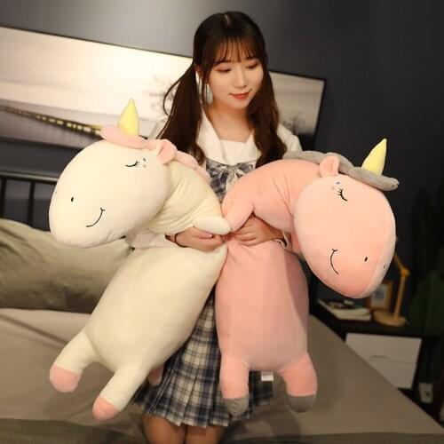 1pc 80/100/120CM kawaii Long Unicorn Dinosaur Plush Toys Lovely Stuffed Soft Animal Pillow Baby Girls Sleeping Appease Gift Doll