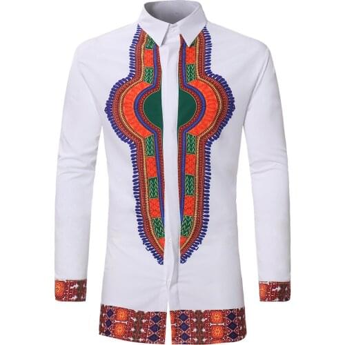 Mens African Dashiki Long Sleeve Dress Shirts 2020 Casual Brand Slim Fit Button Down Shirt Men Hipster Hip Hop African Clothes