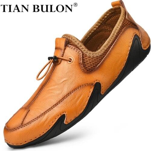 Handmade Men Casual Shoes Luxury Brand Designer Sneakers Men Slip-on Loafers Mens Moccasins Leather Boat Shoes Plus Size 38-46