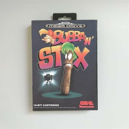 Bubba N Stix - EUR Cover With Retail Box 16 Bit MD Game Card for Megadrive Genesis Video Game Console
