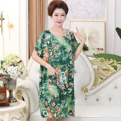 Short Sleeve Mom Nightdress Big Size Loose Homewear Print Soft Sleepwear Fashion Hot New Sleepdress KPaCotAkoWka