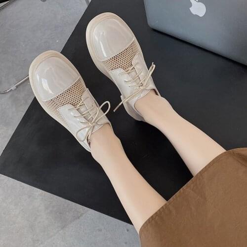 Fashion New Womens Single Shoes Solid Color All-match Comfortable Breathable Lace-up Trendy Outer Wear Womens Flat Shoes 2021