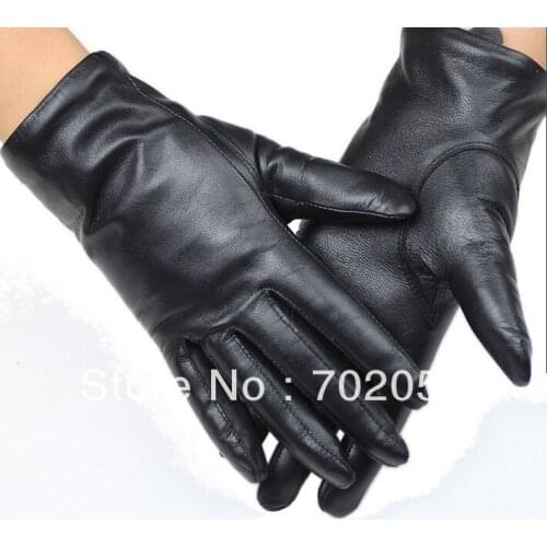Solid Five Finger Leather gloves leather gloves Lambskin GLOVE 12pair/lot #3150