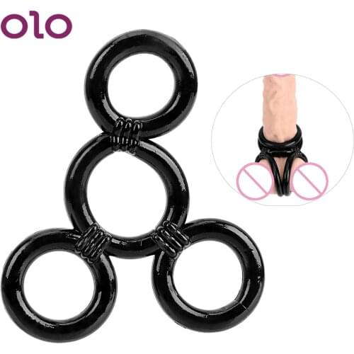 OLO High Elasticity TPE 4 Rings Cock Rings Time Delay Ejaculation Penis Rings Sex Toys for Men Adult Sex Products