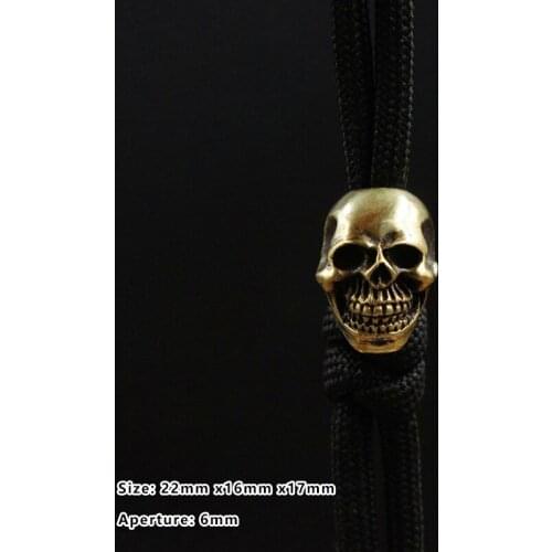 EDC Pendant Beads Paracord Brass Smile Skull Knife Beads Pure Copper DIY Flashlight Falls Rope Pendant Keychain Tool Accessories