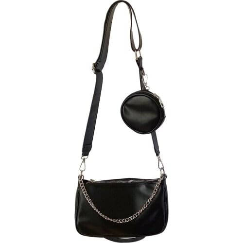 Casual Handbags Female Travel Purses Women Black Crossbody Bag Retro Chain Pu Leather Shoulder Bags Designer Messenger Bag Lady