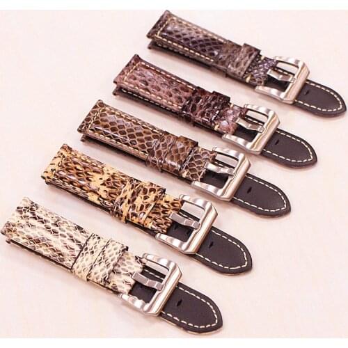 Luxury Snake Leather Watchband 20MM 22MM 24MM Pin Buckle Leather Watch Waterproof Mens Watch Replacement Watch Accessories