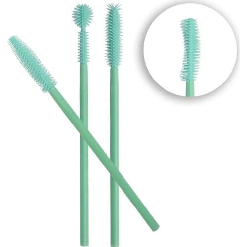 Blue color 50pcs/bag eyelash brush applicator different shape silicon eyes brush disposable mascara wands for makeup