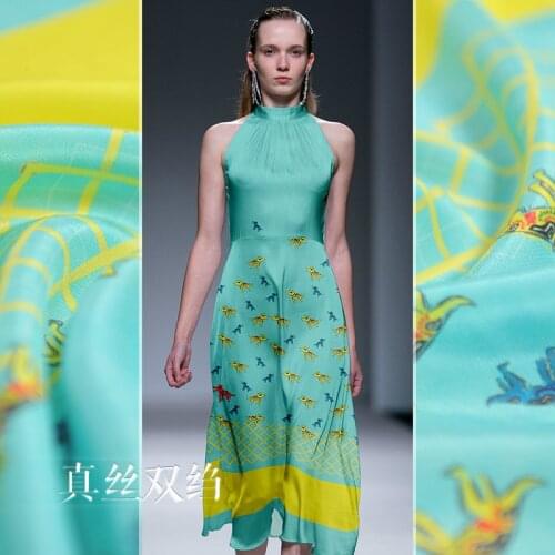 140 cm width printed natural silk fabric 16 mm mulberry silk double crepe fabric draped shirt dress fabric wholesale silk cloth