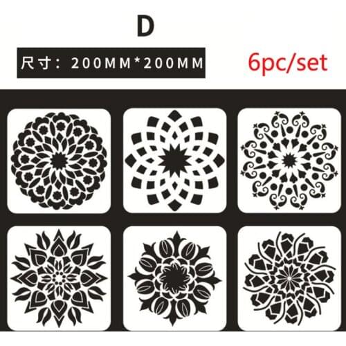 6pc 20cm Mandala Wall Painting Template Stencil Bullet Journal Accessories Plastic Scrapbooking Embossing Office School Supplies