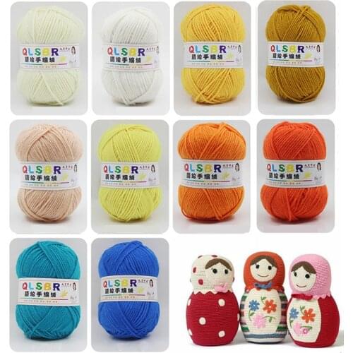 50g 4 Strand Colorful Combed Soft Baby Milk Cotton Yarn Fiber Velvet Yarn Hand Knitting Wool Crochet Yarn for DIY Sweater