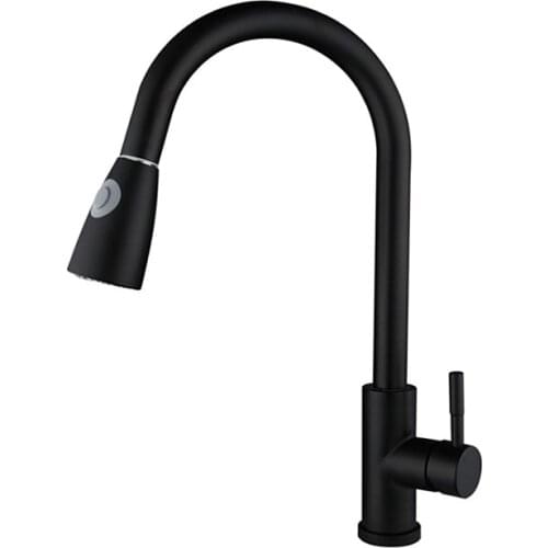 Pull Down Kitchen Sink Faucet Black Matte Mixer Stainless Steel Removable Food Mixers Extendable Tap Single Lever Retractable