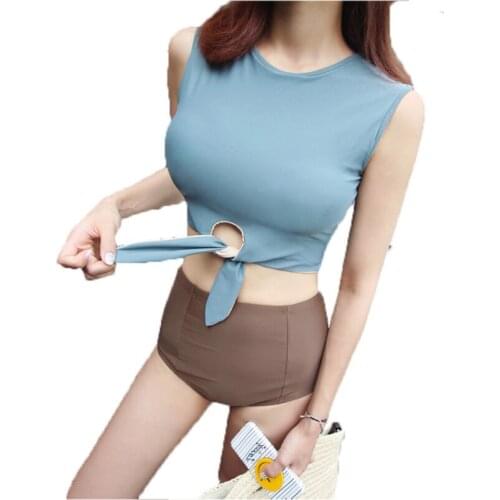 High Quality Solid High Waist Sport Women Bikini Swimwear Rabbit ears Cute Swimsuit Surfing Snorkeling Swimming Bathing Suit