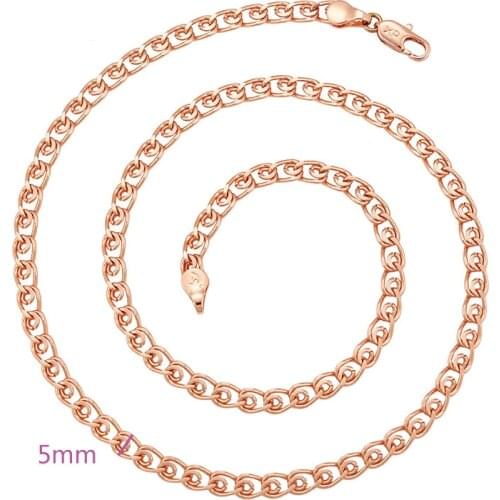 XP Jewelry --( 49 cm * 5 mm) Rose 585 Gold Color Necklaces for Men Fashion Jewelry Nickel free Copper
