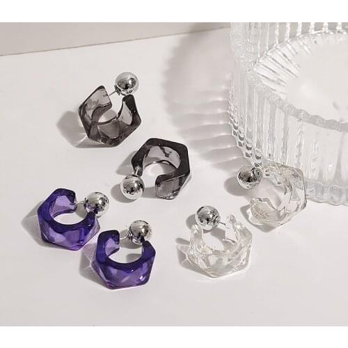 South Korea Acrylic Earrings Transparent Summer Irregular Design Feeling Minority Earrings A Two-wear Multi-purpose Earrings