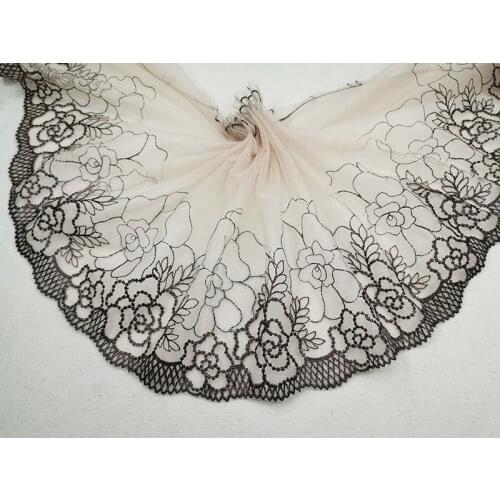1Meter Coffee Mesh Tulle Lace Trim Flower Fabric For Clothing Accessory Dress Sewing Applique Costume Bra Underwear Materials