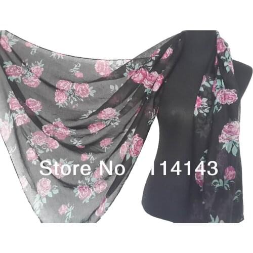 10pcs/lot Fashion Flower Print Floral Scarf Wrap Shawl Polyester Scarfs, Free Shipping
