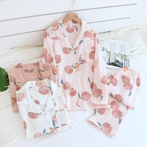 100% Cotton Gauze Home Clothes For Women 2021 New Winter Pajamas Set Plus Size Loose Sleepwear Female Homewear Loungewear Spring
