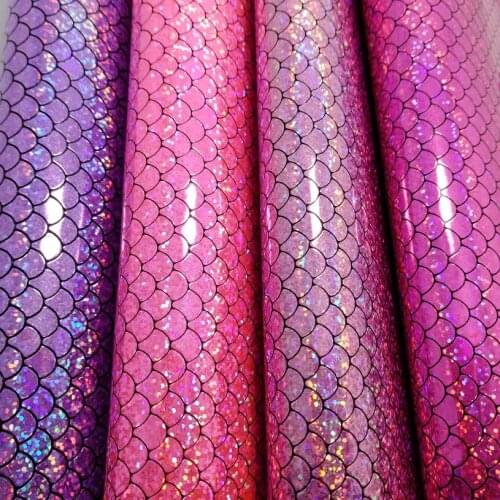 2PCS 21X29CM Synthetic Leather Mermaid Glitter Leather Iridescent Fabric for DIY accessories sofa handbags and shoes GM5072B