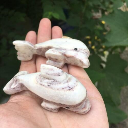 2pcs Natural stone Dolphin Mineral Crystal Guardian Gem Friendship Love Family Home Decoration