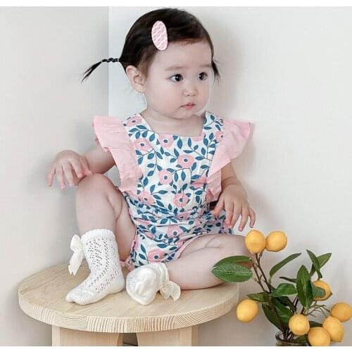 2021 summer fashion newborn baby girl romper sets beautiful floral printing ruffles sleeveless jumpsuits sweet princess clothes