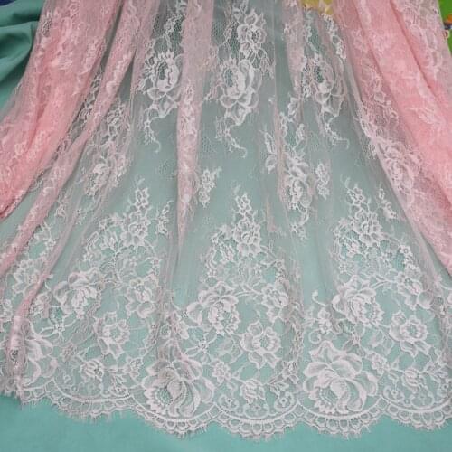 3 meters price black and white blue red eyelashes lace fabric, high-end clothing wedding dress sewing fabric