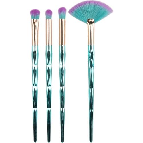 4Pcs Diamond Shape Makeup Brushes Set Cosmetics Eyeliner Eye Shadow Eyebrow Fan Brush For Women Professional Makeup Beauty Tools