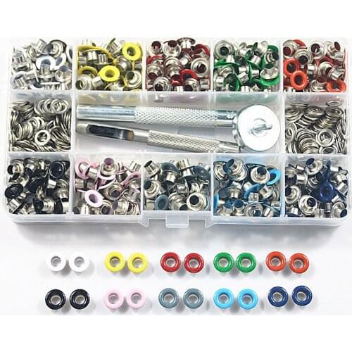 400pcs Hole 5MM Colorful Metal Eyelets Buckles Grommet for Leather Craft DIY Shoes Belt with Punching Installation Tools