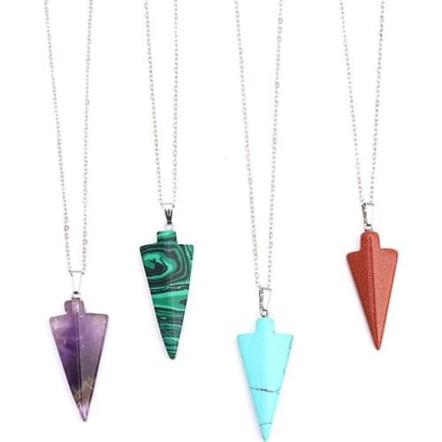 5pcs 2020 Fashion Opal Stone Arrow-shaped Crystal Necklaces Natural Red Crystal Pendant Choker Necklace Bohemian Women Jewelry