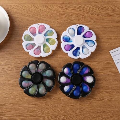 Kids Flower Dimple Gyro fidget Toy Keychain Push Bubble Sensory Toy Anti-stress Relaxing fidget Autism Toys dropshipping