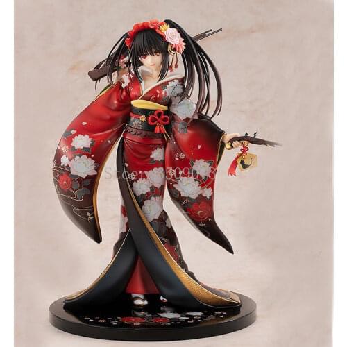23cm Date A Live Anime Figure Tokisaki Kurumi Action Figure Kimono Lingerie Pistol ver. Tokisaki Kurumi Figurine Model Doll Gift