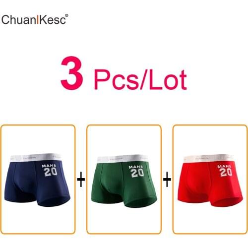 3 Pcs Pure Cotton Mens Boxers Personality Star Digital Underwear Fashion New Sexy Comfortable Basketball Running Sports Shorts