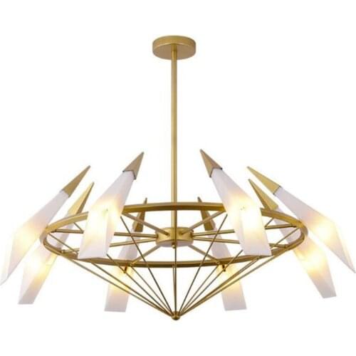Post-modern Creative Vintage Gold Metal Green/White Glass Led G9 Pendant Light for Foyer Bed Room Dining Room 6/8 Heads 2266