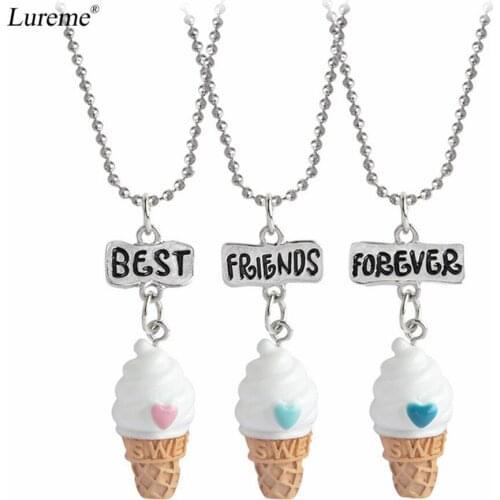 Lureme Cute Metal Love Ice Cream Pendant Necklace for Best Friend Forever Jewelry for Women Girl Jewelry Gift (nl005822)