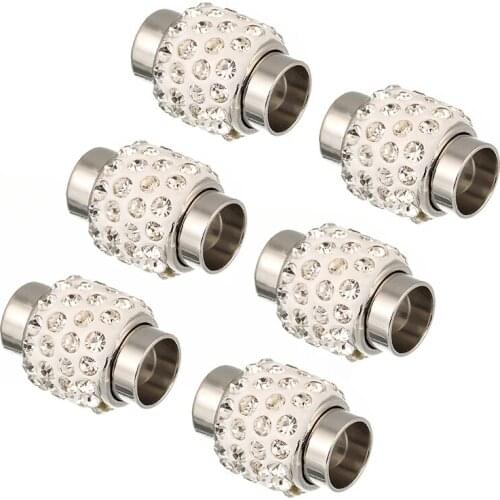 10pcs/lot Rhinestone Crystal Magnetic Clasps Fit for 5mm 6mm 7mm Round Leather Cord End Clasps DIY Jewelry Making