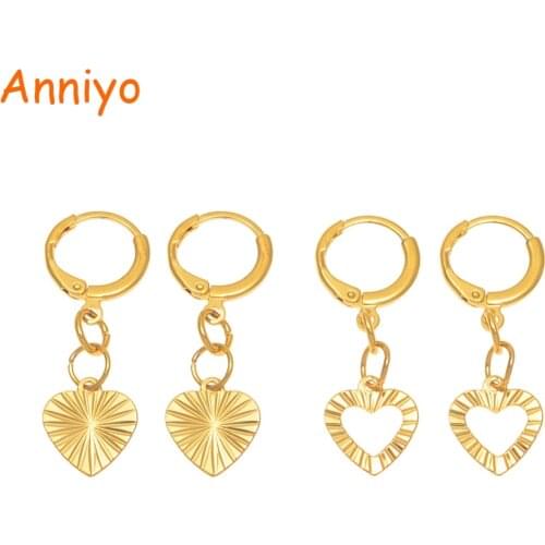 Anniyo Small Heart Earring for Girls Kids Child Kiribati Jewelry Birthday Best Gift Gold Color Trendy Jewellery #193106