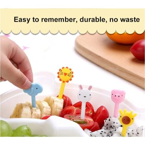 10Pcs Cute Mini Animal Farm Cartoon Food Picks Children Snack Cake Dessert Food Fruit Forks Lunch Bento Accessories Color Random