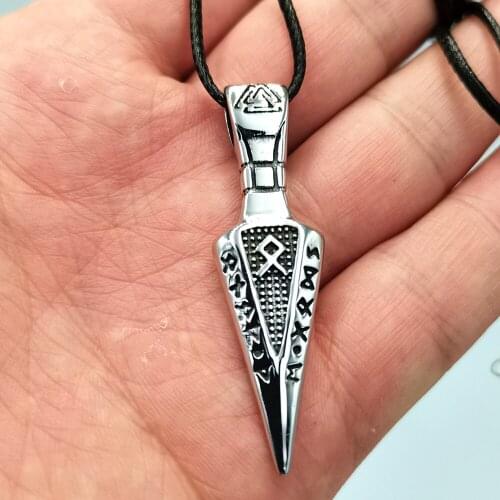 Nordic viking rune Odin Symbol stainless steel odin Rune sword Gungnir necklace for men gift