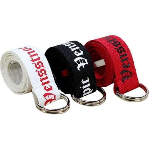 130cm Neutral Nylon Canvas Belt Women Men D Ring Buckle Belt 130cm