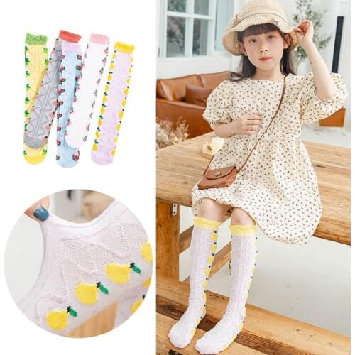 Girls socks spring and autumn pure cotton thin section Korean style pastoral lace cute princess baby breathable tube socks