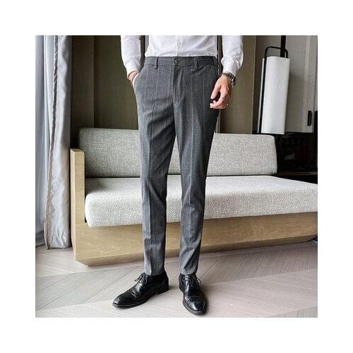Fall 2020 new mens striped trousers youth slim fashion all-match trend business casual trousers men