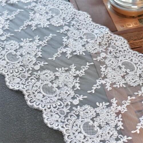 Multicolor Sequins Wedding Dress Lace Fabric Bilateral Symmetrical Embroidery DIY Curtain Table Runner Material