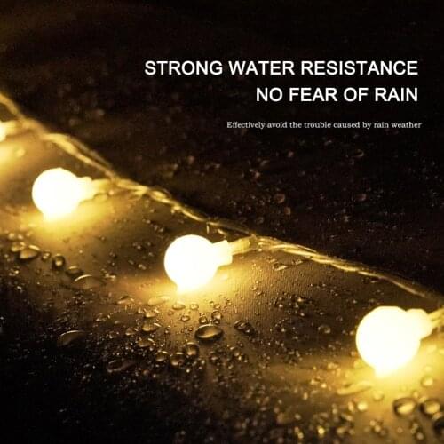 Christmas Garland LED Ball String Light Camping Tent Bulb Waterproof Yard Decoration for Outdoor Home Wedding Party Decoration